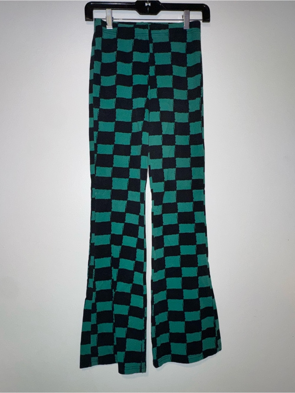 Checkerboard Wide-Leg Knit Pants